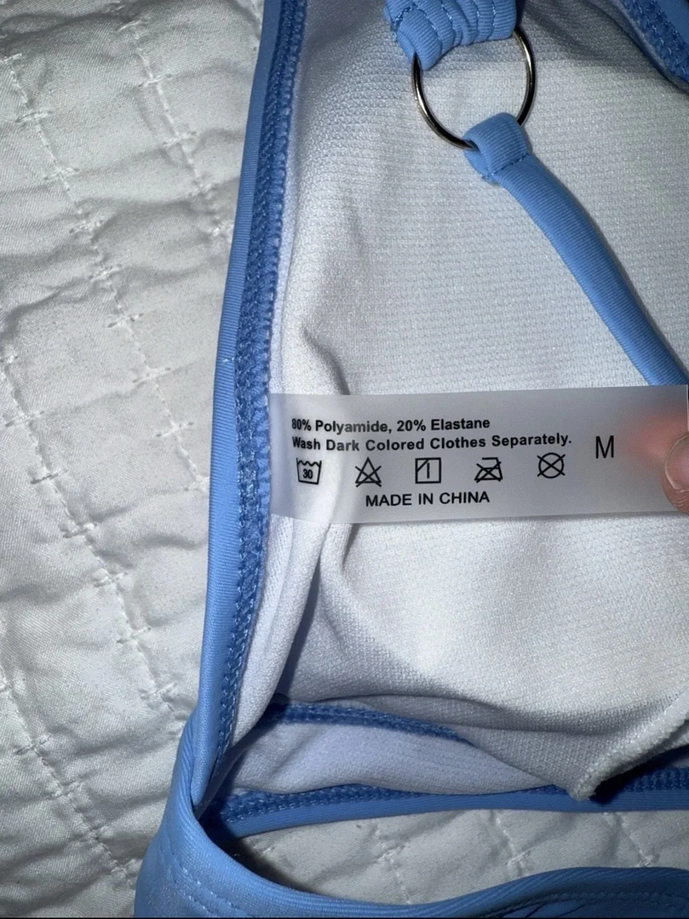 Light Blue O-Ring Bikini Swimsuit Top - Size M